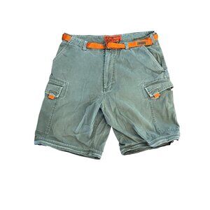 Vintage Y2K Abercrombie & Fitch Mens Cargo Shorts Olive Green W/ Orange Belt Cot